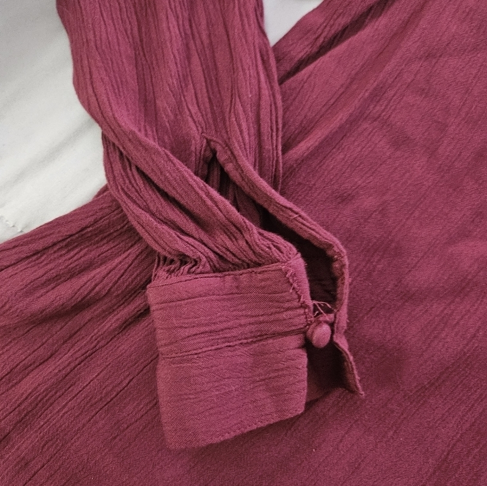 Vintage America Women's Burgundy Embroidered Top Size L - Picture 5 of 5